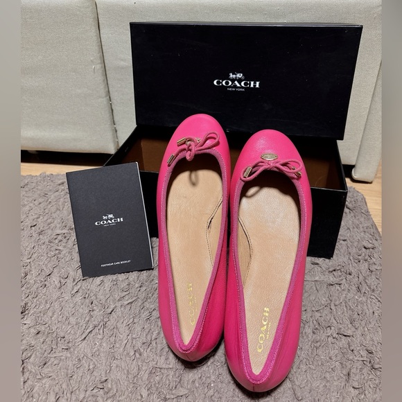 Coach Pink Leather Ballet Flats - Size 7 - Used with Box - Picture 1 of 5